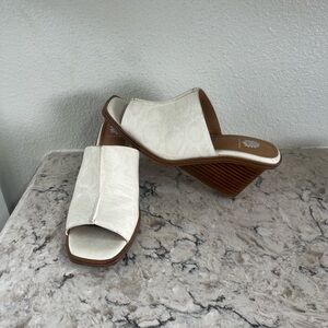 Yellow Box White and Brown Wedge Sandals